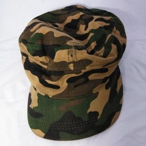 cadet hat  features an outdoorsy camo